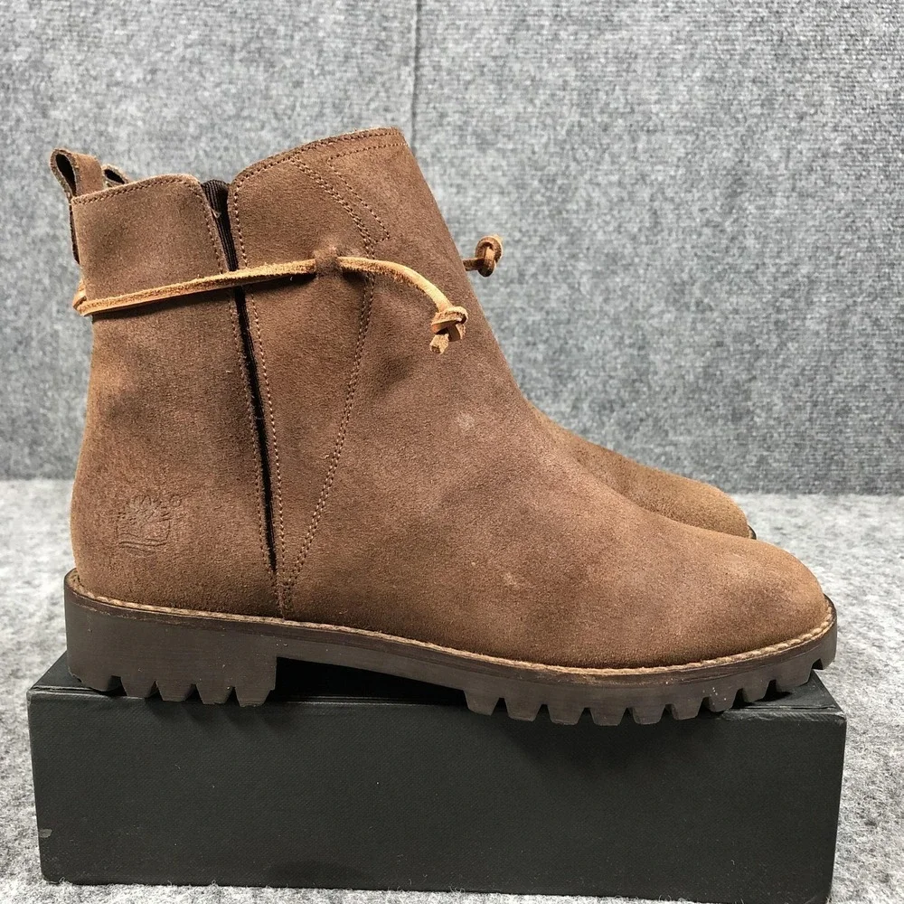 Timberland Ankle Boots Womens 8 M Brown Suede Lug Sole‎ Italy
